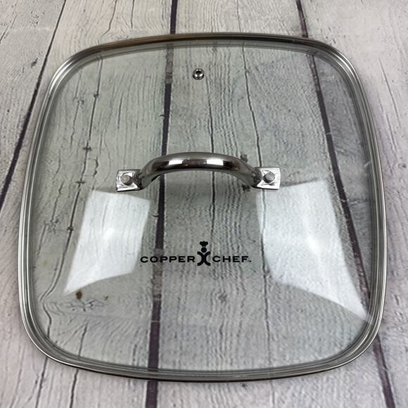 Copper Chef Square Glass Lid 10.5 in With Vent and Stainless Handle LID ONLY - Picture 1 of 6